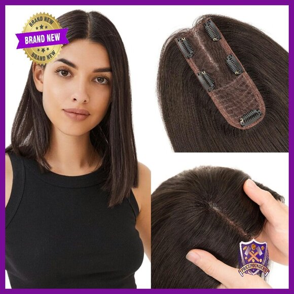 Human Hair Topper 10 Inch No Bangs 2.25x6 Silk Base 5 Clips main image 6